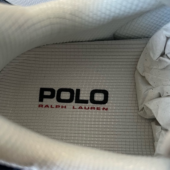 POLO RALPH LAUREN Mens Leather Mesh Jogger Sneaker White Multi - Picture 9 of 10